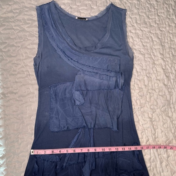 Italian Silk Blend Boho Dress Y2K Layered Asymmetrical Sleeveless Artsy Size S - Picture 11 of 12
